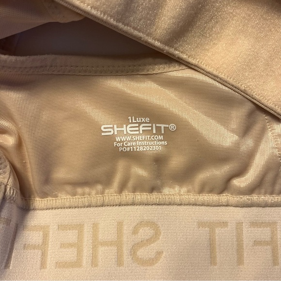 SHEFIT. Size 1Luxe (XL). Women's Tan Sports Bra. - Picture 3 of 4